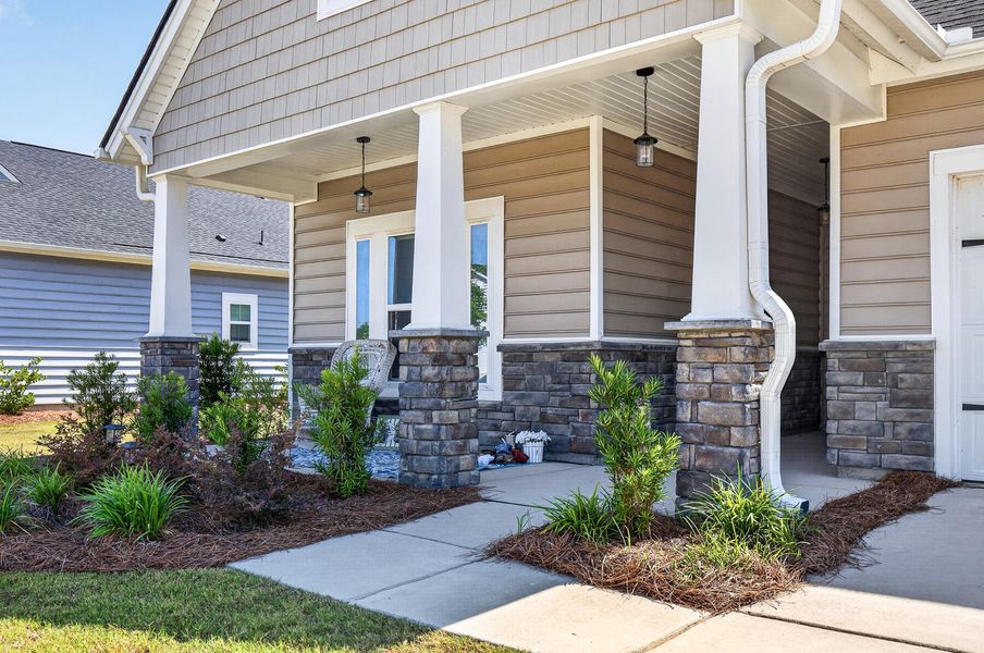 Exterior details and patio area of a home in Horizons at Summers Corner | 55+, Summerville (Image 24).