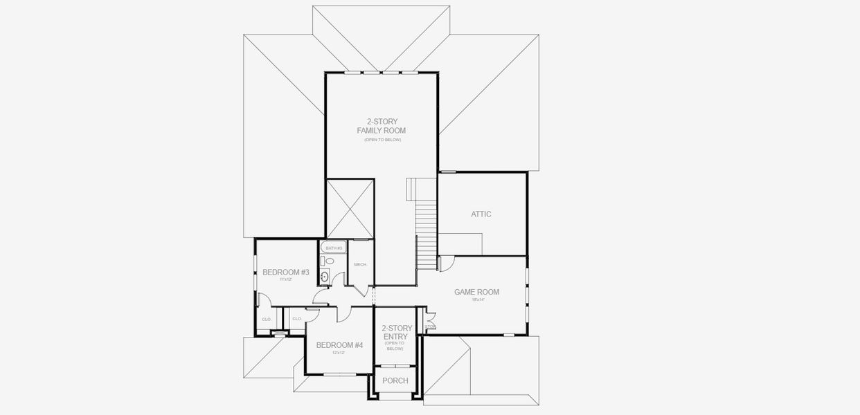 2D floor plan layout for the 3333J by Perry Homes in Hyland Trail, Green Cove Springs, FL (Image 4).
