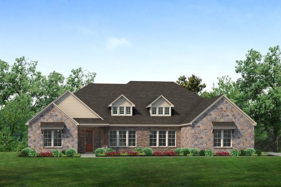 Front exterior of a new home in Grayson Ridge, Van Alstyne, TX, highlighting curb appeal (Image 1). Front exterior of a new home in Grayson Ridge, Van Alstyne, TX, highlighting curb appeal (Image 1).