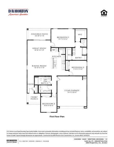 2D floor plan layout of this home in Western Crossing, Florence, AZ (Image 4). 2D floor plan layout of this home in Western Crossing, Florence, AZ (Image 4).