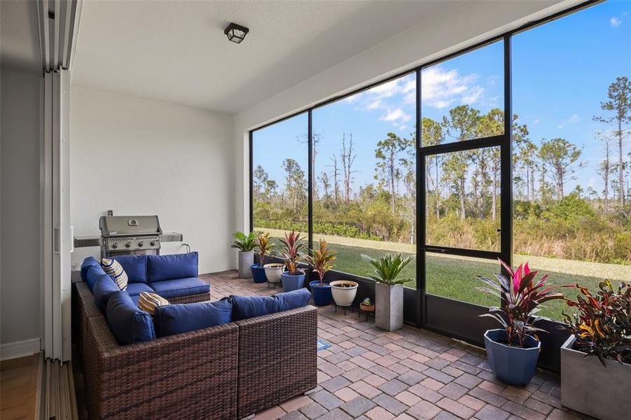 Exterior details and patio area of a home in Del Webb Sunbridge, St. Cloud (Image 3).