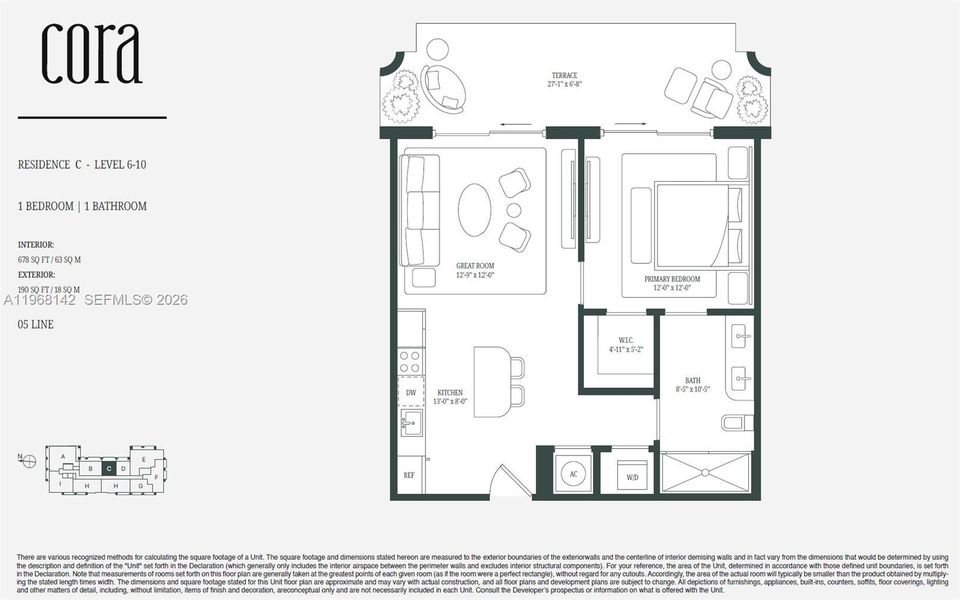 2D floor plan layout of this home in The Avenue Coral Gables, Coral Gables, FL (Image 4).