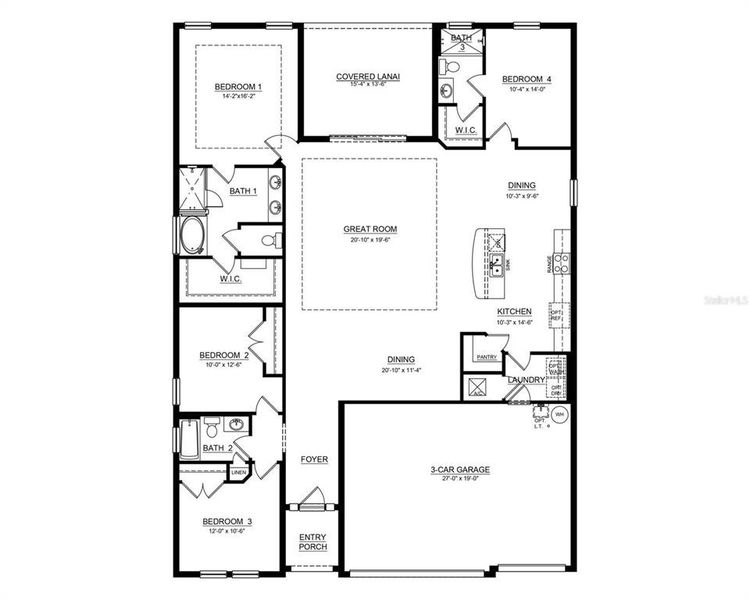 2D floor plan layout of this home in Coddington, Bradenton, FL (Image 3).