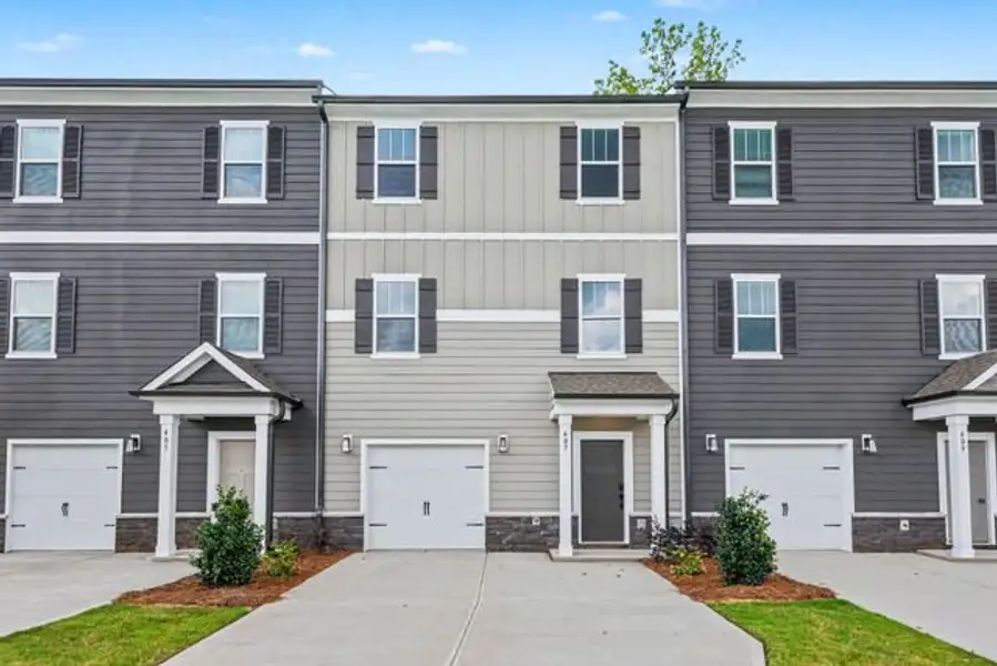 Representative exterior photo of a completed home built from the Darlow TH by True Homes in Penley Place Townhomes, Clover, SC (Image 1). Representative exterior photo of a completed home built from the Darlow TH by True Homes in Penley Place Townhomes, Clover, SC (Image 1).