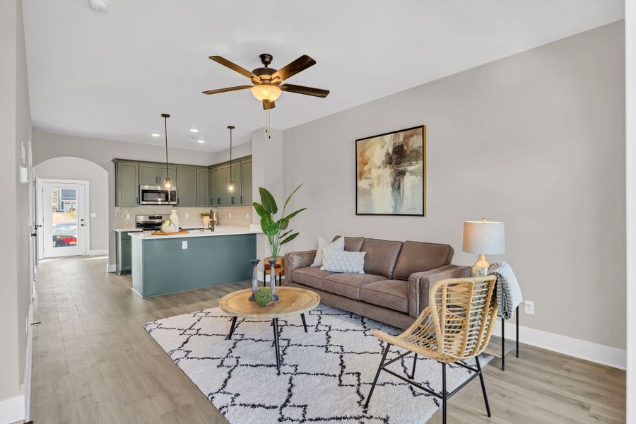 Professionally Staged Living Room in The Sedona Model Home