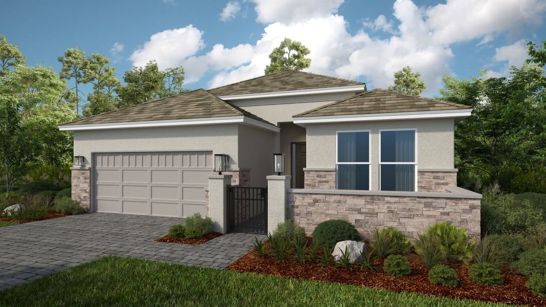 Representative exterior photo of a completed home built from the Sereno by Taylor Morrison in Esplanade at McKinnon Groves, Winter Garden, FL (Image 4).