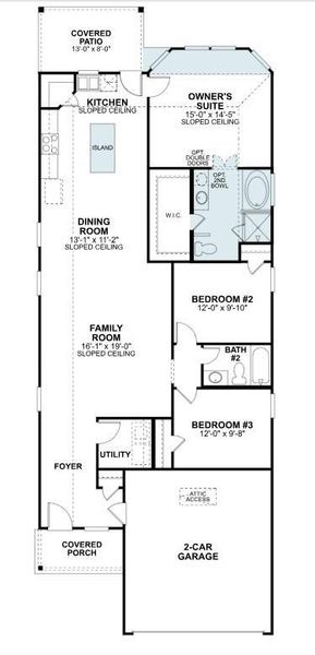2D floor plan layout of this home in Pinewood at Grand Texas, New Caney, TX (Image 3).