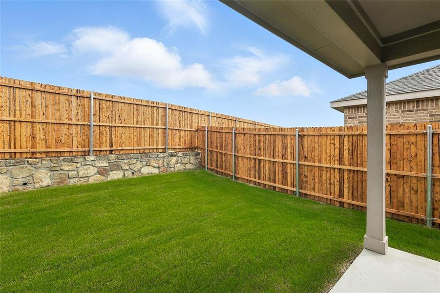 View of fenced backyard