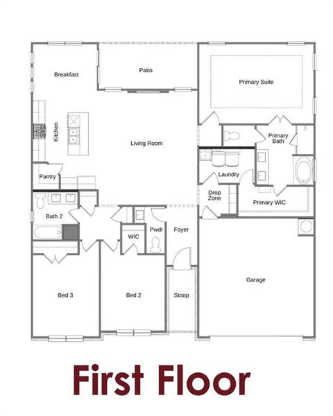 2D floor plan layout of this home in Ponderosa Farms Reserve, Gainesville, GA (Image 5).