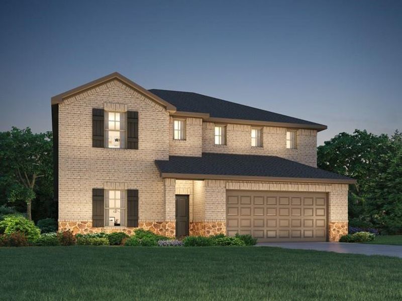 Front exterior of a new home in Kingdom Heights, Rosenberg, TX, highlighting curb appeal (Image 1).