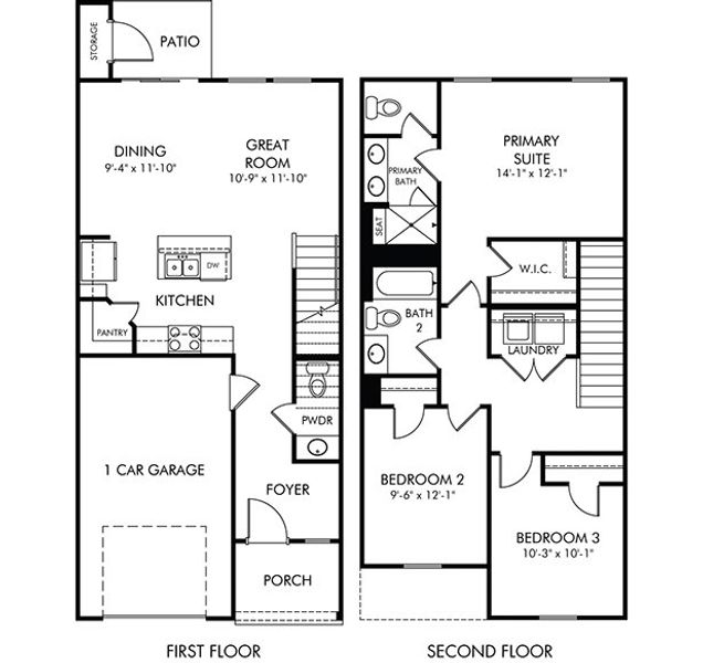 2D floor plan layout of this home in Meadows at Wilson Farms - The Summit Series, Fort Mill, SC (Image 2). 2D floor plan layout of this home in Meadows at Wilson Farms - The Summit Series, Fort Mill, SC (Image 2).