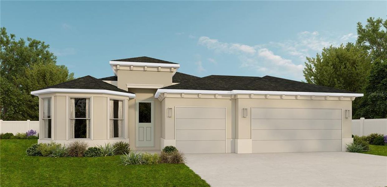 Front exterior of a new home in Pine Ridge Estates, Beverly Hills, FL, highlighting curb appeal (Image 1). Front exterior of a new home in Pine Ridge Estates, Beverly Hills, FL, highlighting curb appeal (Image 1).