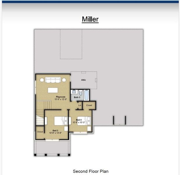 2D floor plan layout of this home in Twin Oaks, Oakland, TN (Image 4).
