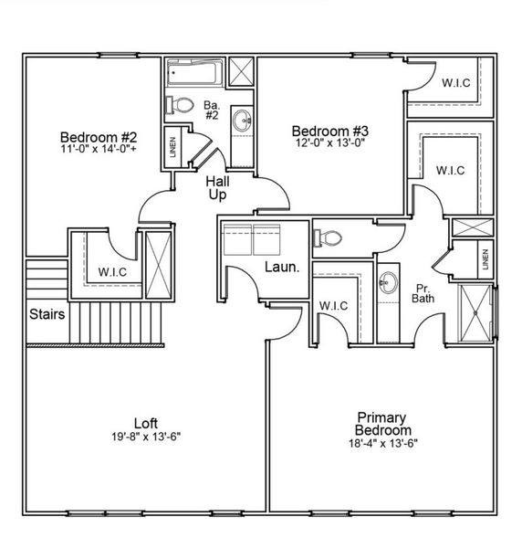 2D floor plan layout for the Russell - Genesis Value Collection by Mungo Homes in Leander Lee Preserve, Lillington, NC (Image 4).
