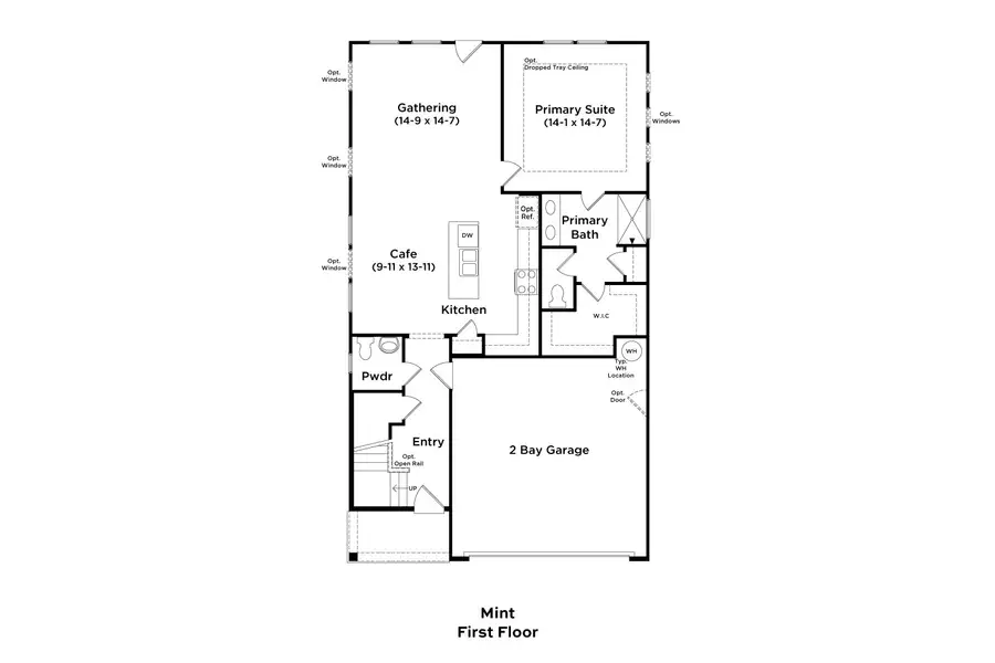 2D floor plan layout for the Mint by DRB Homes in Oakmont Manor, Oxford, NC (Image 3).