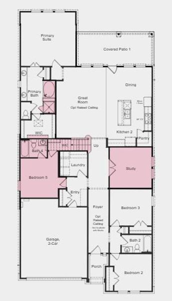 Additional Highlights Include: Gourmet kitchen, secondary bedroom with full bath in place of tandem garage, raised ceiling at foyer and great room, slide-in tub at primary bath, study in place of formal dining, exterior gas line, pre-plumb for future water softener at garage, and pendant lights over kitchen island. Additional Highlights Include: Gourmet kitchen, secondary bedroom with full bath in place of tandem garage, raised ceiling at foyer and great room, slide-in tub at primary bath, study in place of formal dining, exterior gas line, pre-plumb for future water softener at garage, and pendant lights over kitchen island.