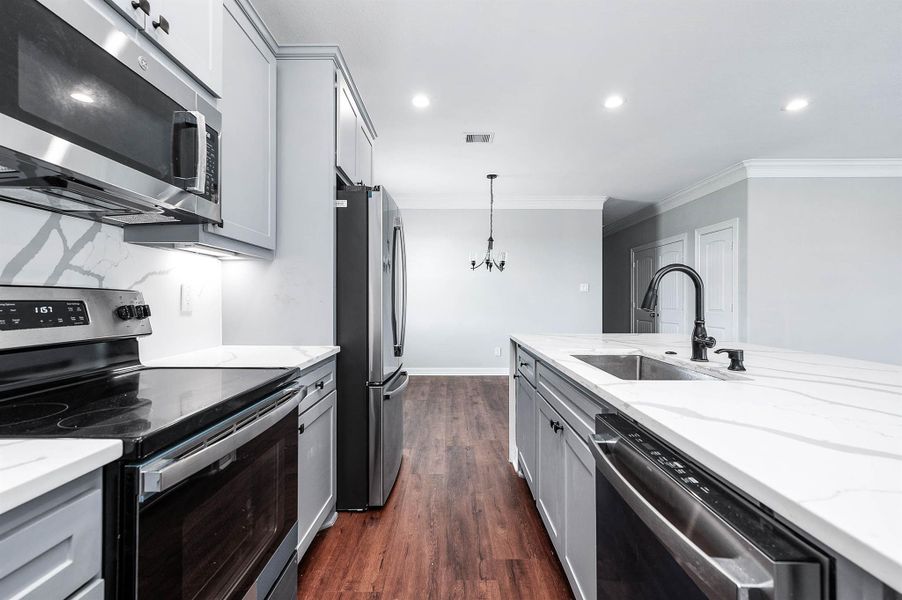 Furnished interior view inside a new home in , Galveston (Image 8). Furnished interior view inside a new home in , Galveston (Image 8).