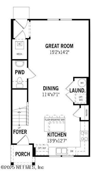 2D floor plan layout of this home in RiverTown - Meadows, St. Johns, FL (Image 1).