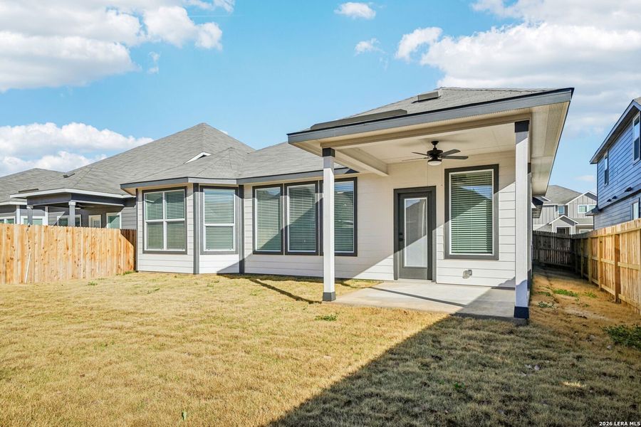 Exterior details and patio area of a home in Estancia Ranch - Classic Series, San Antonio (Image 3).
