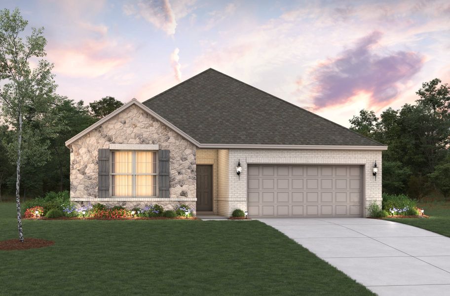 Representative exterior photo of a completed home built from the Allegheny by Beazer Homes in Lake Pointe, Little Elm, TX (Image 2). Representative exterior photo of a completed home built from the Allegheny by Beazer Homes in Lake Pointe, Little Elm, TX (Image 2).