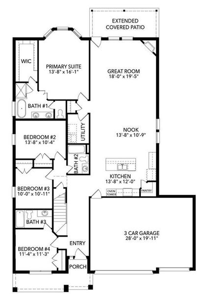 2D floor plan layout of this home in Bluffs at Northpointe, Fort Worth, TX (Image 6). 2D floor plan layout of this home in Bluffs at Northpointe, Fort Worth, TX (Image 6).