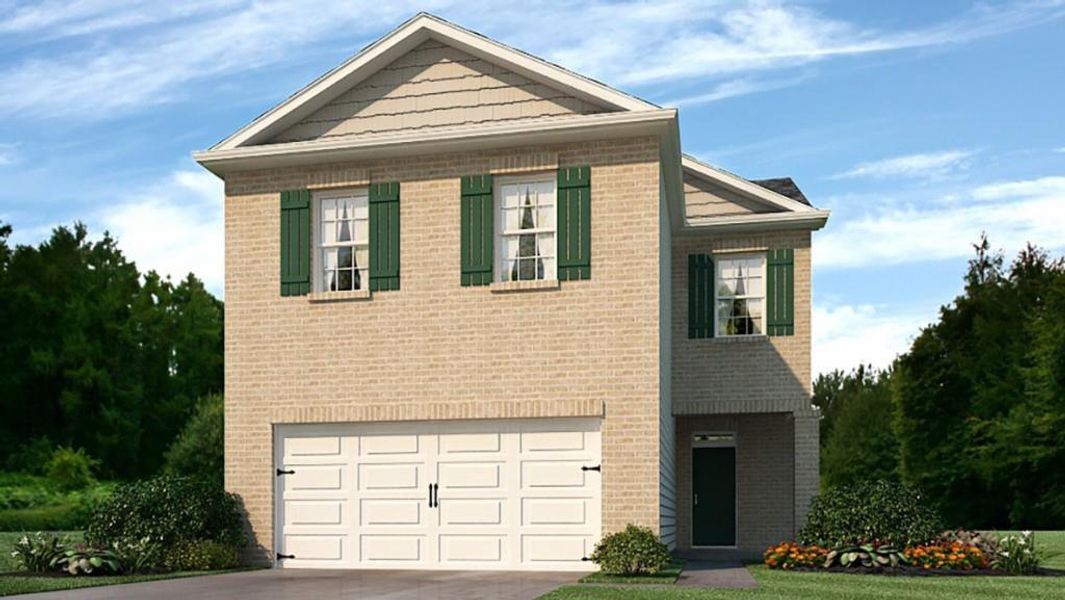 Front exterior of a new home in Pointe Park, Union City, GA, highlighting curb appeal (Image 2).