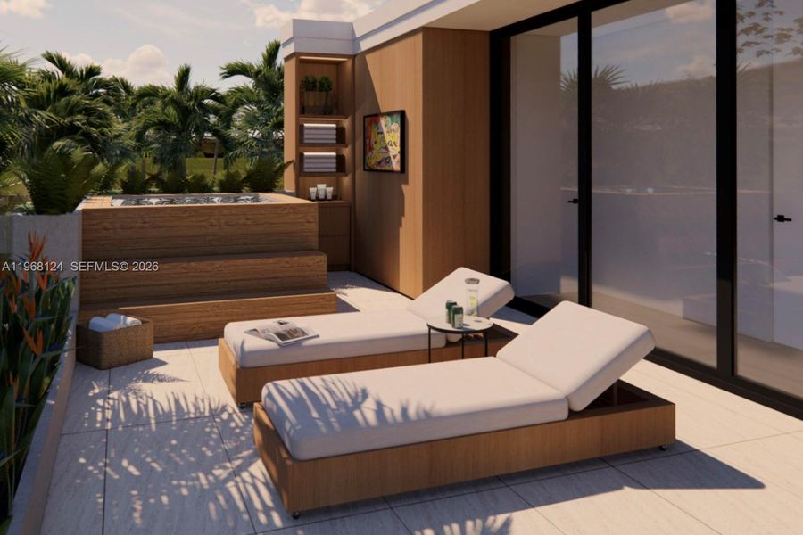 Exterior details and patio area of a home in , Surfside (Image 2). Exterior details and patio area of a home in , Surfside (Image 2).