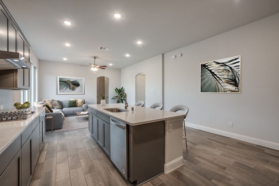 Representative furnished interior of a home built from the Meridian by Beazer Homes in Treeline, Justin (Image 4).