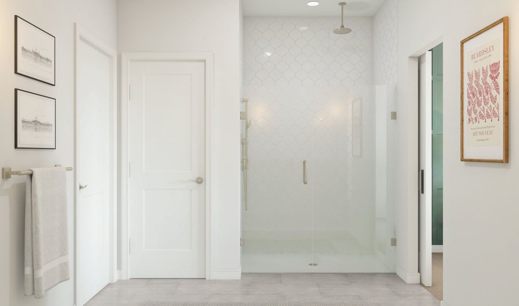 Primary bath with glass shower enclosure Primary bath with glass shower enclosure