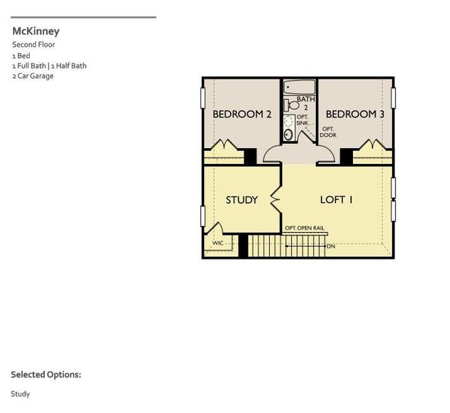 2D floor plan layout of this home in Cannon Ranch 40s, Dripping Springs, TX (Image 6).