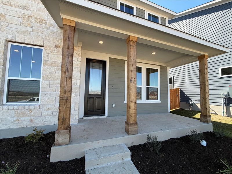 Exterior details and patio area of a home in Lariat, Liberty Hill (Image 19). Exterior details and patio area of a home in Lariat, Liberty Hill (Image 19).