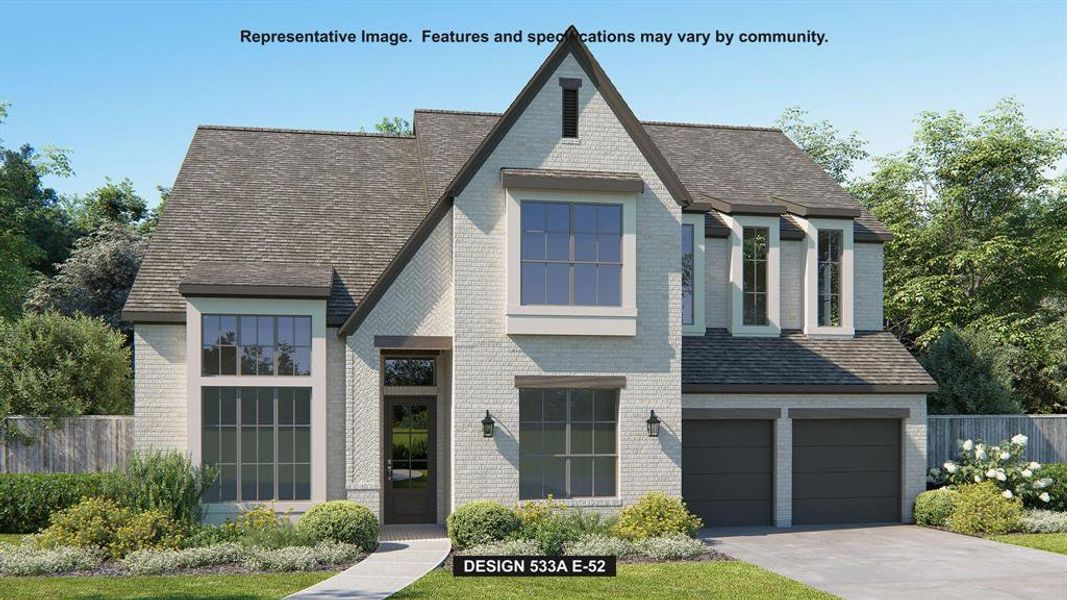 Front exterior of a new home in , Prosper, TX, highlighting curb appeal (Image 1). Front exterior of a new home in , Prosper, TX, highlighting curb appeal (Image 1).