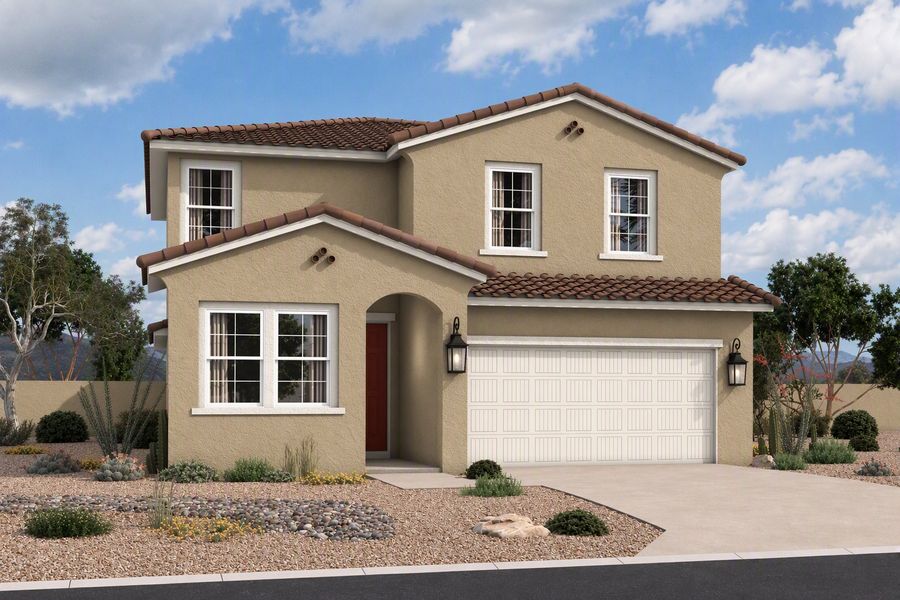 Representative exterior photo of a completed home built from the Rincon by Beazer Homes in Montana Vista - Highland, Buckeye, AZ (Image 10). Representative exterior photo of a completed home built from the Rincon by Beazer Homes in Montana Vista - Highland, Buckeye, AZ (Image 10).