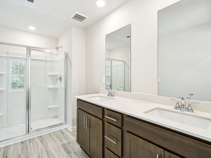 The Lancaster floorplan with the Calm Burlap interior package.