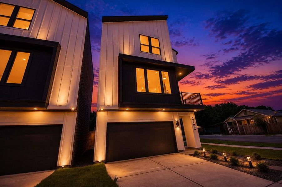 Striking modern exterior with bold contemporary architecture, clean lines, & exceptional curb appeal in a prime inner-loop location.