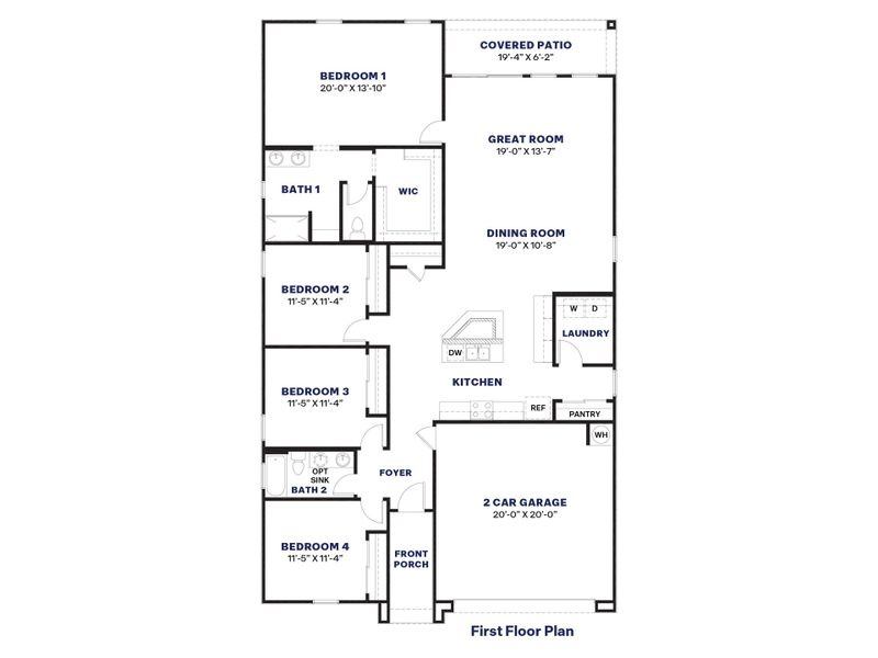 2D floor plan layout for the Kingston by D.R. Horton in Quail Ranch, San Tan Valley, AZ (Image 5).
