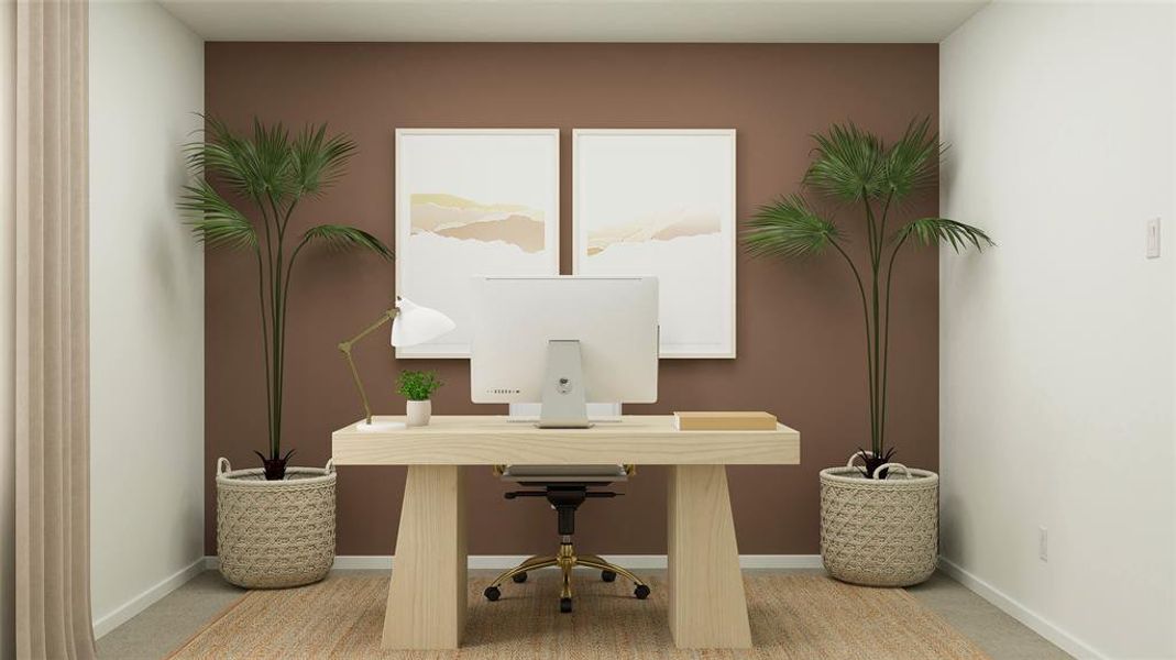 Office space featuring carpet flooring and baseboards