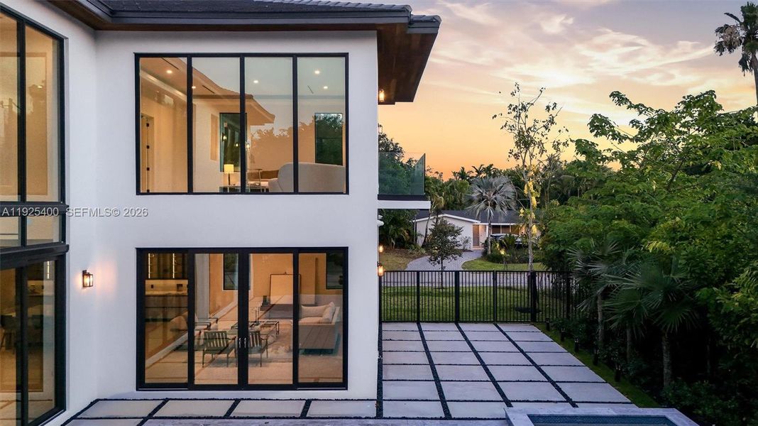 New Construction Home | Side Elevation | Floor-to-Ceiling Glass | Pinecrest FL