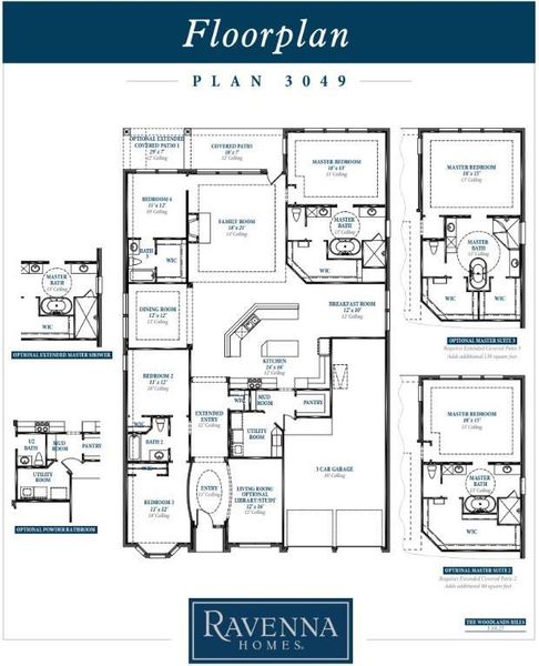 2D floor plan layout of this home in The Woodlands Hills 65′, Willis, TX (Image 5).