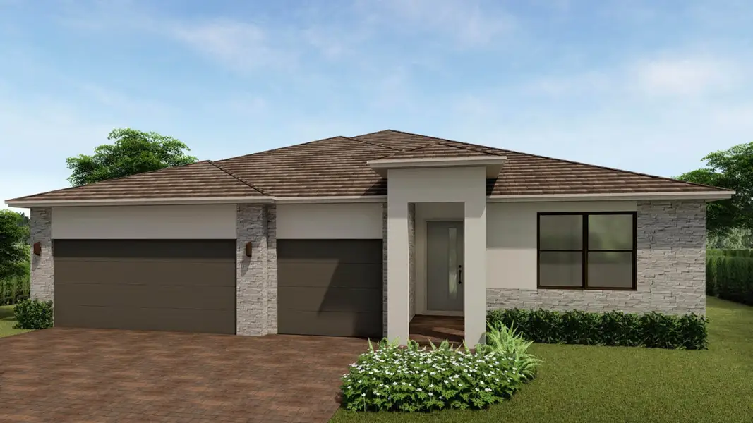 Representative exterior photo of a completed home built from the Fraser by D.R. Horton in Ivy Ranch, Homestead, FL (Image 2). Representative exterior photo of a completed home built from the Fraser by D.R. Horton in Ivy Ranch, Homestead, FL (Image 2).