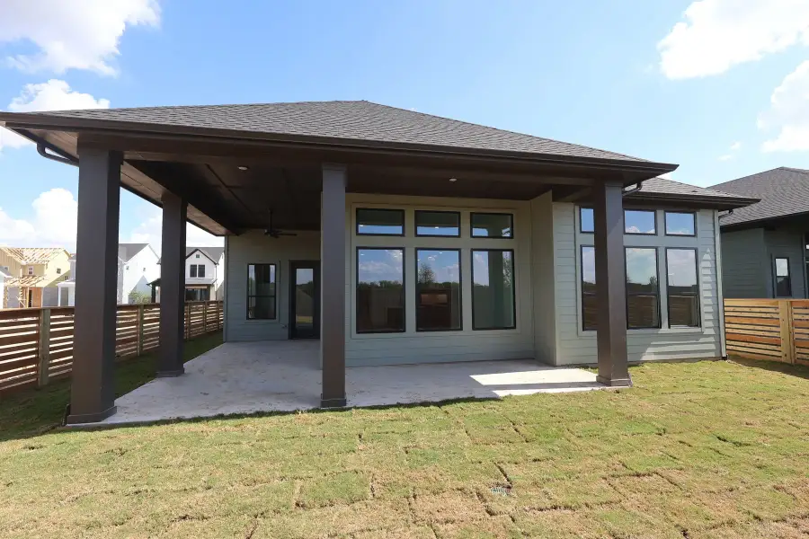 Exterior details and patio area of a home in Bridgeland Central: Emerald Heights - Enclave Collection, Cypress (Image 4).