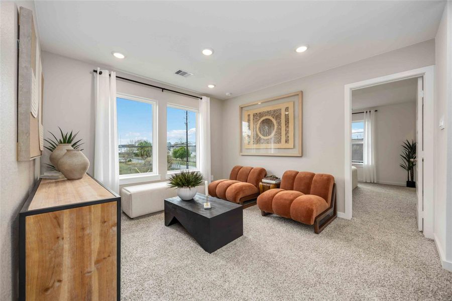 Furnished interior view inside a new home in Mansfield Park, Houston (Image 9). Furnished interior view inside a new home in Mansfield Park, Houston (Image 9).