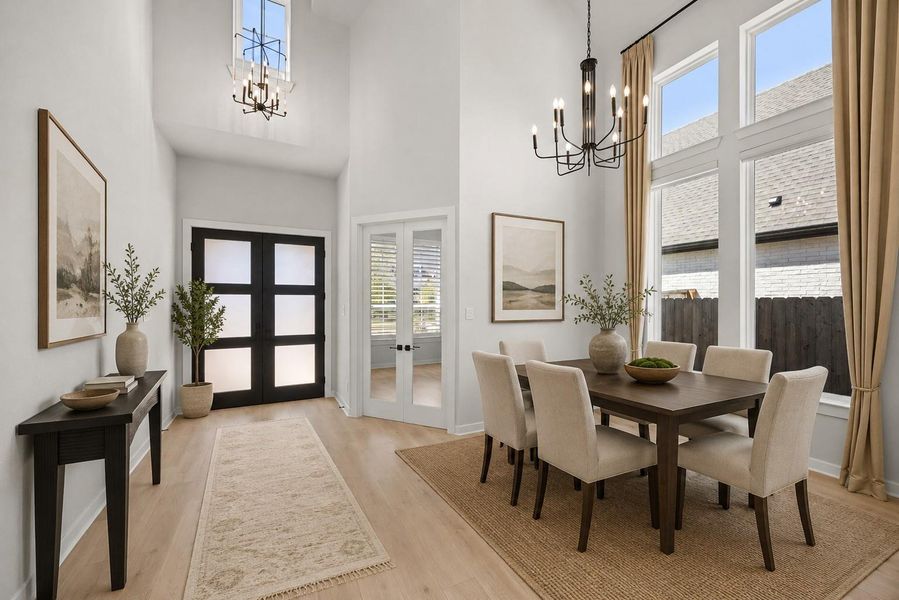 Virtually staged, formal dining room