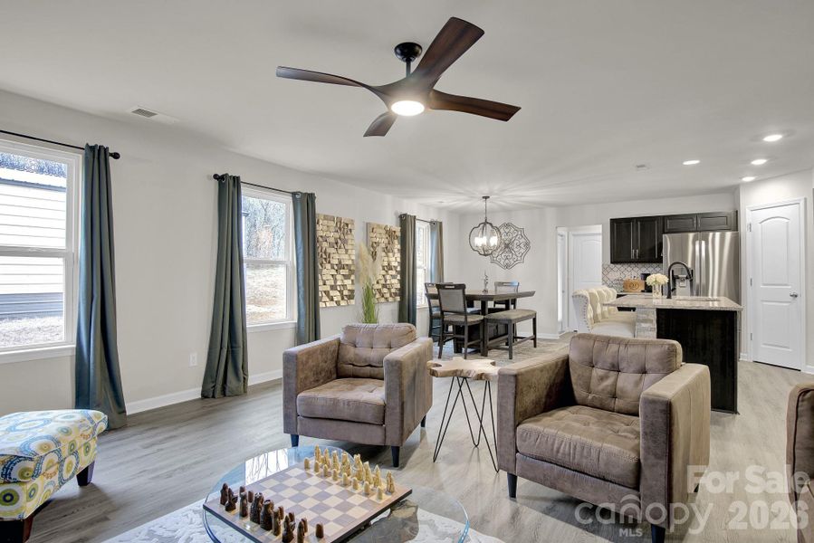 Living room with view to dining area