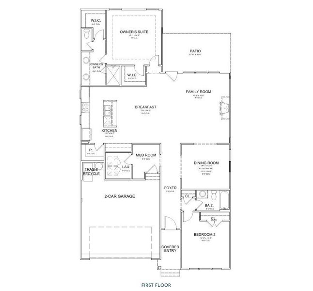 2D floor plan layout for the Magnolia by Empire Homes in Chastain, Ooltewah, TN (Image 3).