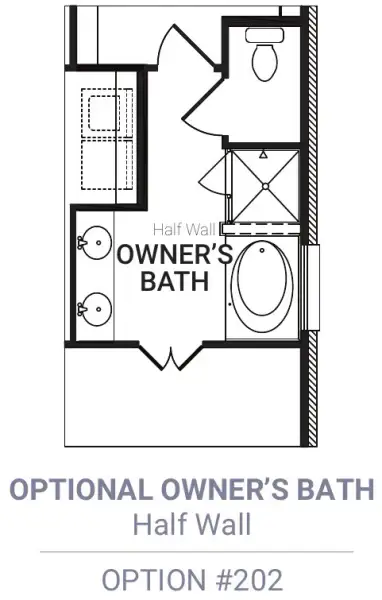Master Bath – Tub Shower 1/2 Wall