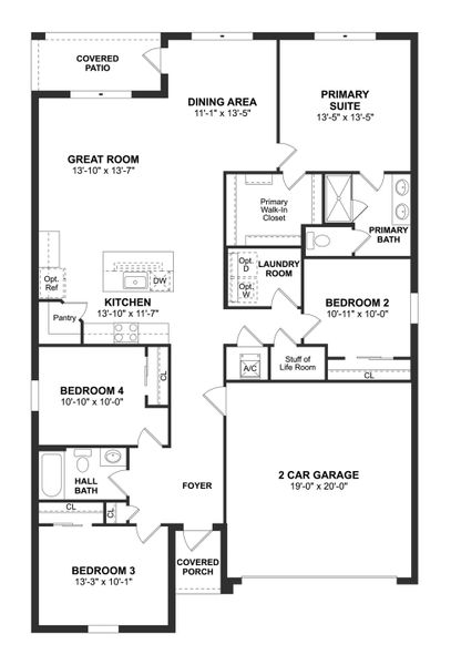 2D floor plan layout for the Goldenrod II by K. Hovnanian® Homes in Aspire at Port St. Lucie, Port St. Lucie, FL (Image 3).