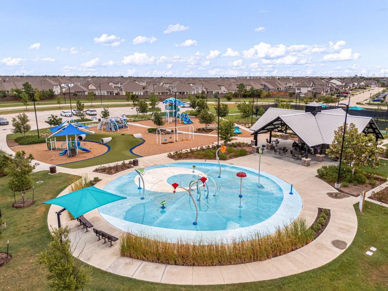 Splashpads and pools can be found around the community to enjoy, as well as playgrounds in multiple areas.