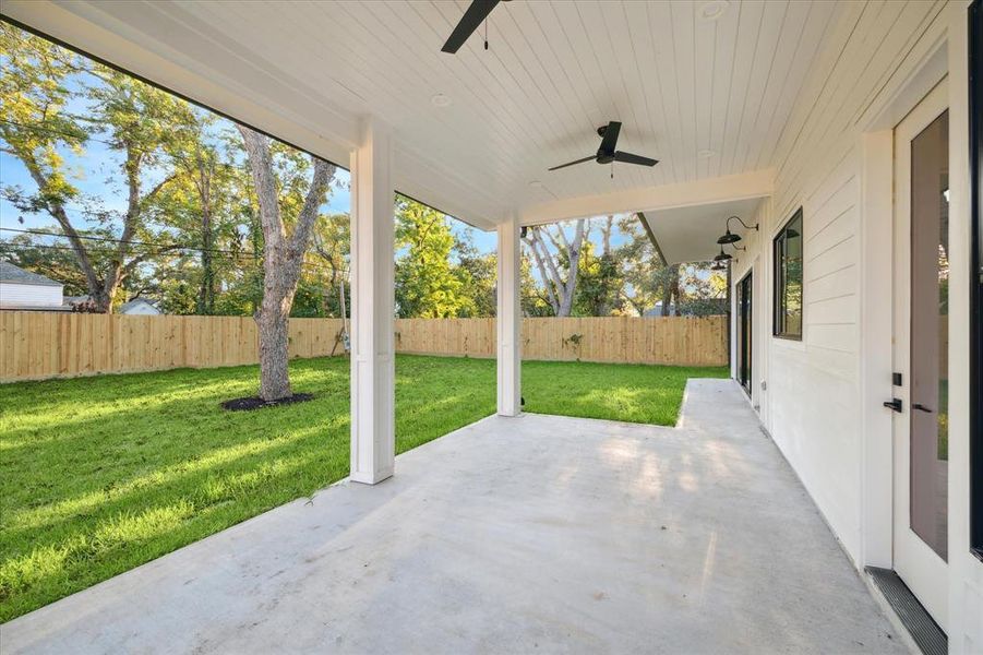 Large covered back patio