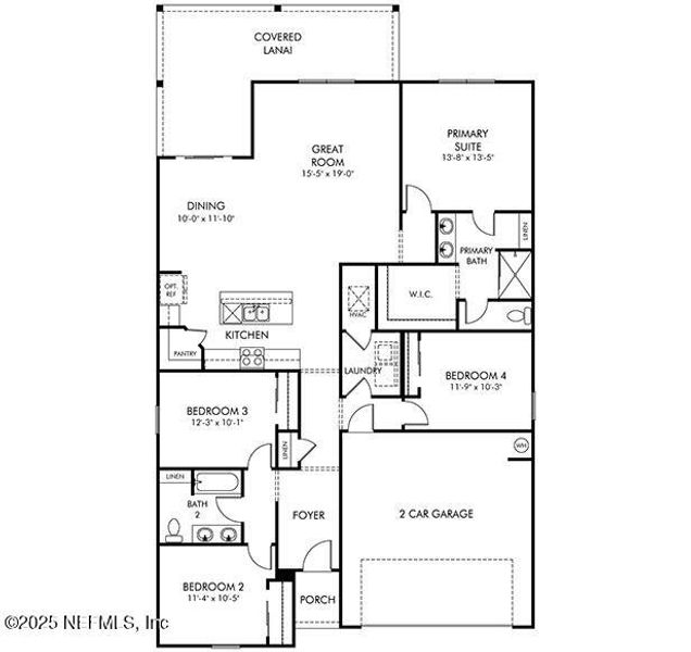 2D floor plan layout of this home in Colbert Landings, Palm Coast, FL (Image 3).